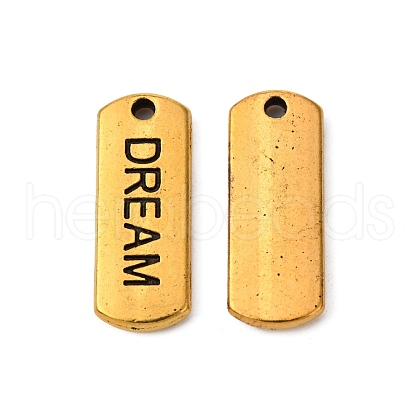 Tibetan Style Alloy Rectangle with Word Dream Pendants TIBEP-Q043-065AG-RS-1