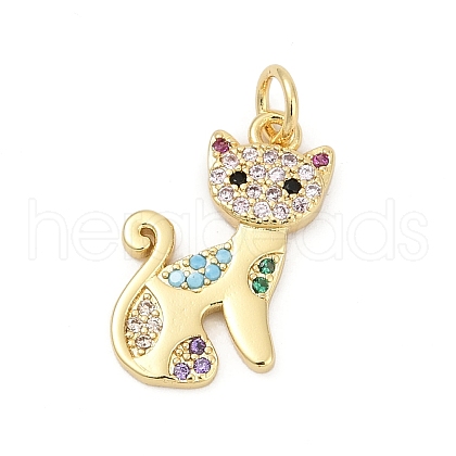 Brass Pave Cubic Zirconia Pendants KK-U062-57G-1