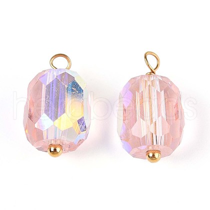 Electroplate Glass Barrel Charms STAS-N110-14G-1
