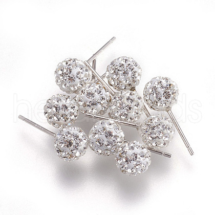 Sexy Valentines Day Gifts for Her 925 Sterling Silver Austrian Crystal Rhinestone Ball Stud Earrings Q286J011-1