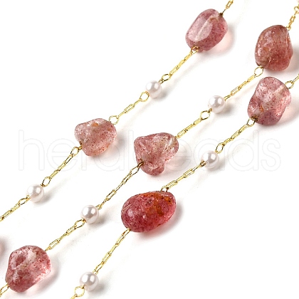 Handmade Natural Strawberry Quartz Nuggest Beaded Chains CHC-F020-04G-09-1