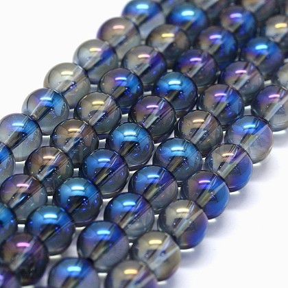 Electroplated Natural Quartz Crystal Beads Strands G-K285-09-8mm-01-1