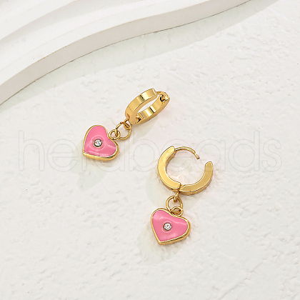 Elegant Stainless Steel Heart Hoop Earrings LN7858-2-1