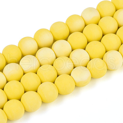 Frosted Opaque Glass Beads Strands GLAA-T032-P8mm-MBB16-1