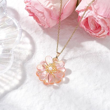 Glass Pendant Necklaces NJEW-MZ00112-09-1