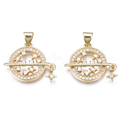 Brass Micro Pave Clear Cubic Zirconia Pendants ZIRC-N039-187-NF-1