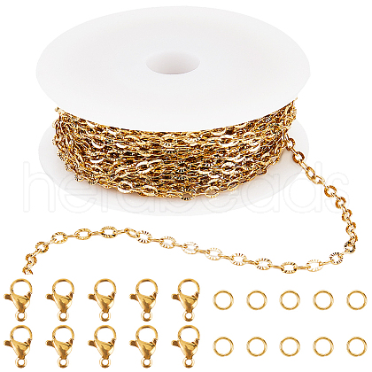 SUNNYCLUE 10M 304 Stainless Steel Textured Cable Chains FIND-SC0012-51G-1