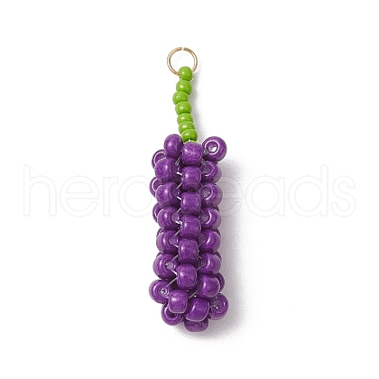 Glass Seed Beaded Mulberry Pendants PALLOY-MZ00749-01-1