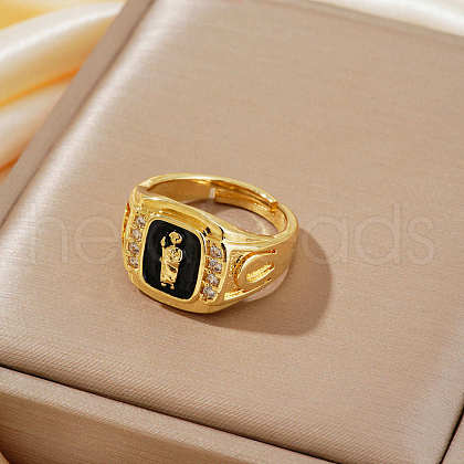 Brass Micro Pave Cubic Zirconia Finger Rings SI4821-1-1