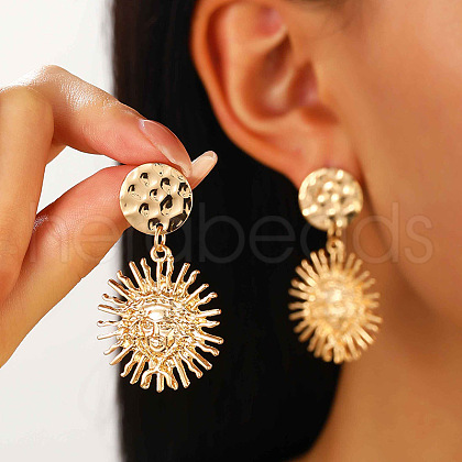 Sun Alloy Dangle Stud Earrings WG3BD20-05-1