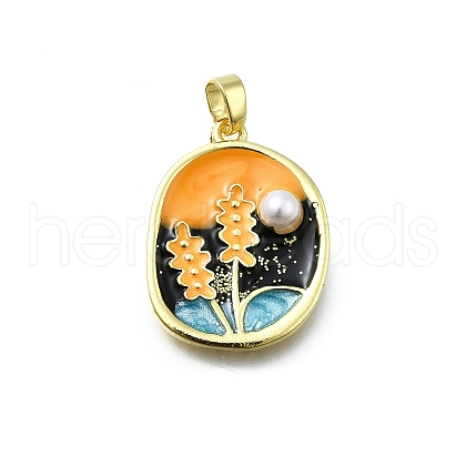 Brass Enamel Pendants KK-K400-24G-1