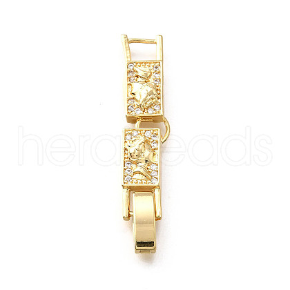 Brass Micro Pave Clear Cubic Zirconia Fold Over Clasps KK-R222-03G-1