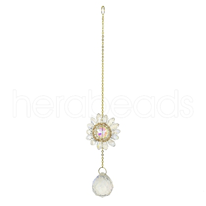 Glass Flower Hanging Suncatchers HJEW-P018-F06-1
