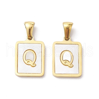 Ion Plating(IP) 304 Stainless Steel Pave Shell Pendants STAS-G327-01G-Q-1