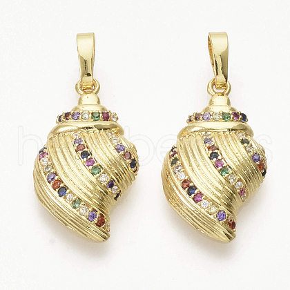 Brass Micro Pave Cubic Zirconia Pendants ZIRC-T012-30G-1