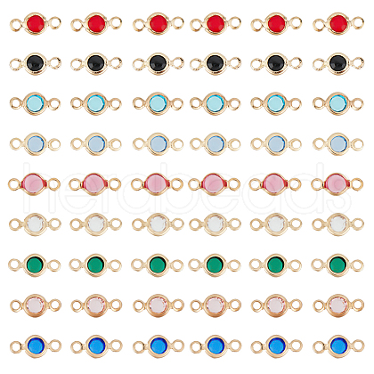 HOBBIESAY 54Pcs 9 Colors Brass Rhinestone Connector Charms RB-HY0003-47-1