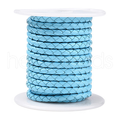 Braided Cowhide Leather Cord NWIR-N005-01N-4mm-1