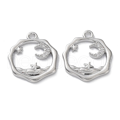 Brass with Clear Cubic Zirconia Pendants KK-G474-18P-1
