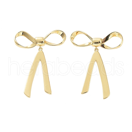 Bowknot Rack Plating Brass Studs Earrings for Women KK-Z038-23G-1