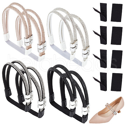 Olycraft 4 Pairs 4 Colors Polyester Rhinestone Elastic Shoelaces DIY-OC0013-17-1