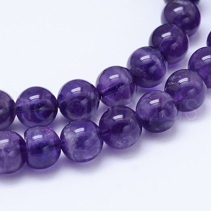 Natural Amethyst Round Bead Strands X-G-M212-4mm-01B-1