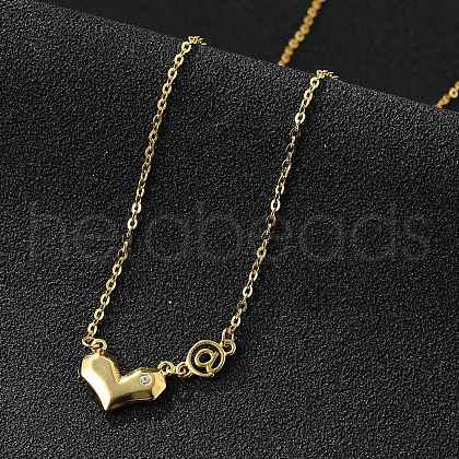 925 Sterling Silver Pave Clear Cubic Zirconia Heart Pendant Necklaces for Women NJEW-D315-04G-1