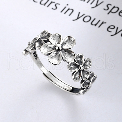 Flower 925 Sterling Silver Adjustable Finger Rings for Women FS-WGCA8A7-01-1
