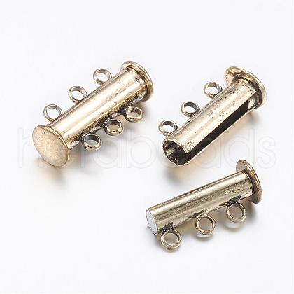 3-Strands 6-Holes Tube Brass Magnetic Slide Lock Clasps KK-D473-AB-NF-1