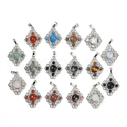 Natural & Synthetic Mixed Gemstone Pendants G-Z077-01P-1