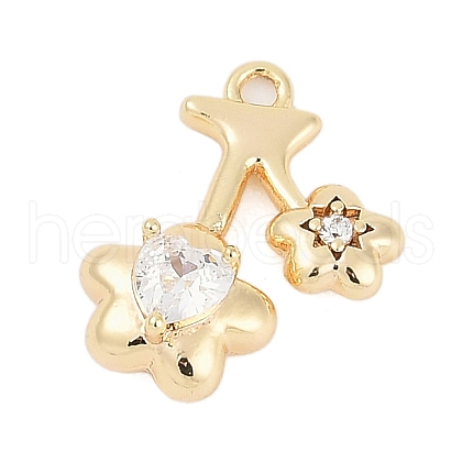 Brass Micro Pave Cubic Zirconia Pendants ZIRC-P122-03C-G-1