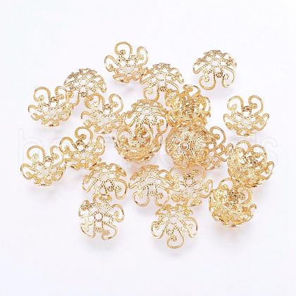 Long-Lasting Plated Brass Bead Caps KK-F711-03G-1