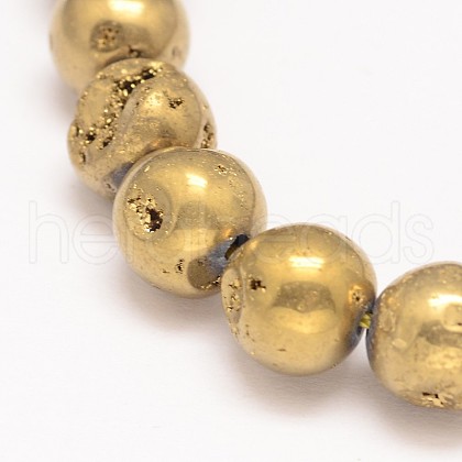 Round Electroplate Natural Quartz Crystal Bead Strands G-L447-09D-1