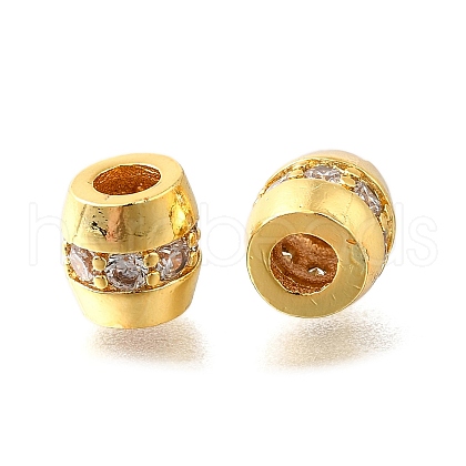 Brass Micro Pave Clear Cubic Zirconia Beads KK-XCP0001-93G-1