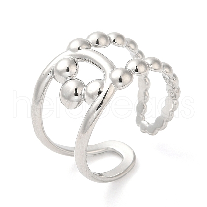 Non-Tarnish 304 Stainless Steel Hollow Knot Open Cuff Ring for Women RJEW-I098-29P-1