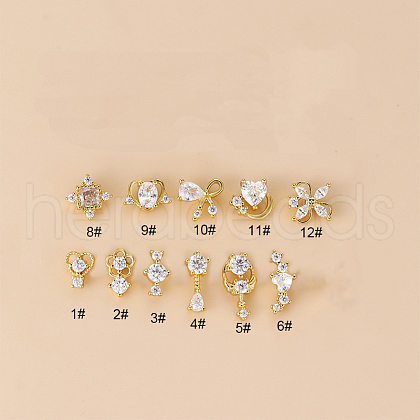 316L Surgical Stainless Steel Micro Pave Clear Cubic Zirconia L-Shaped Nose Rings WGD2F1E-16-1