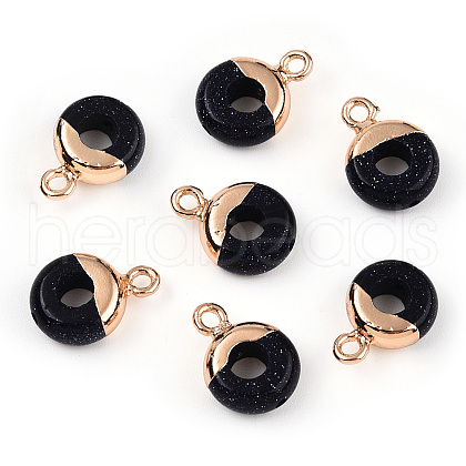 Synthetic Blue Goldstone Flat Round/Donut Charms G-I347-04-1