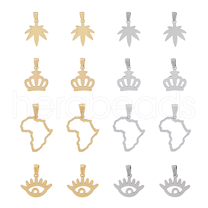 DICOSMETIC 16Pcs 8 Style 304 Stainless Steel Pendants STAS-DC0013-08-1