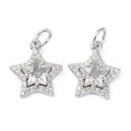 Brass Cubic Zirconia Charms ZIRC-C022-07P-1