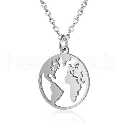 Non-Tarnish 201 Stainless Steel Pendant Necklaces NJEW-T009-JN136-40-1-1