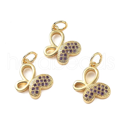 Brass Micro Pave Cubic Zirconia Pendants KK-Z114-06G-1