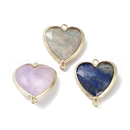 Natural Amethyst & Lapis Lazuli & Amazonite Connector Charms G-G012-01G-01-1