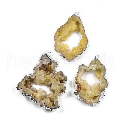 Dyed Nuggets Natural Druzy Geode Agate Big Pendants G-M287-09-S-1