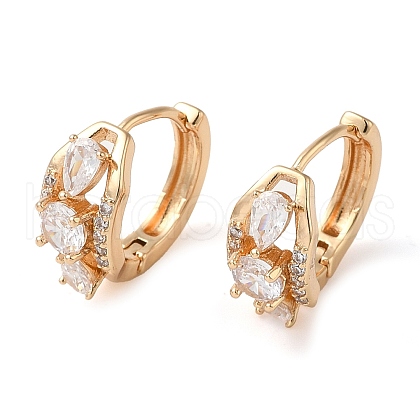 Brass Micro Pave Cubic Zirconia Hoop Earrings for Women EJEW-M238-21KCG-1