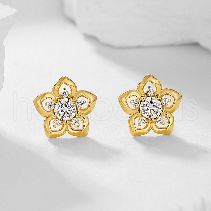 Sweet Forest Style Flower S925 Sterling Silver Stud Earrings TP9211-1-1