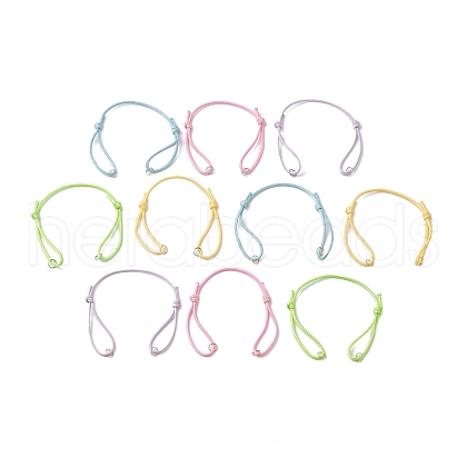 10Pcs 10 Colors Adjustable Waxed Polyester Cord Bracelet Making AJEW-JB01314-1