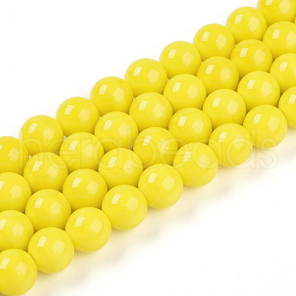 Baking Painted Opaque Glass Beads Strands GLAA-T032-P10mm-16-1