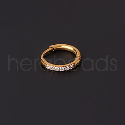 316 Stainless Steel Micro Pave Clear Cubic Zirconia Hoop Cartilage Earrings WG9FB89-09-1