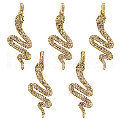 5Pcs Brass Micro Pave Cubic Zirconia Pendants ZIRC-SZ0002-77-1