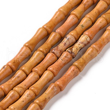 Natural Yellow Bamboo Leaf Stone Beads Strands G-C245-12-1