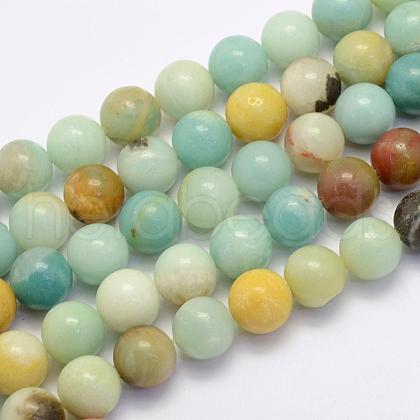 Natural Flower Amazonite Beads Strands G-G697-F06-6mm-1